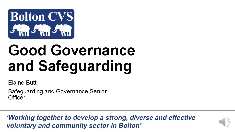 Good Governance and Safeguarding Elaine Butt Safeguarding and Governance Senior Officer 
