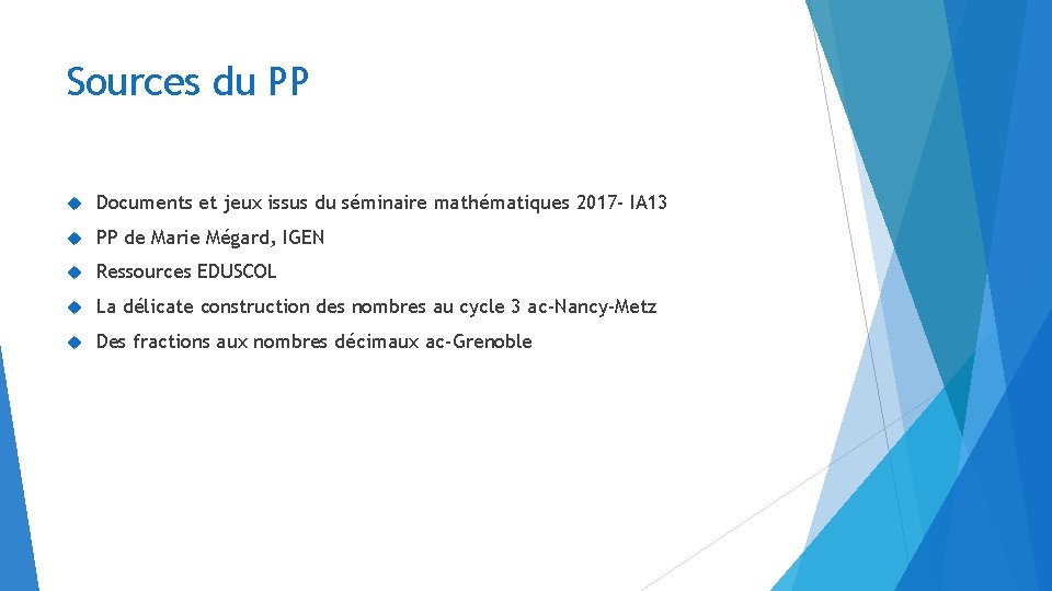 Sources du PP Documents et jeux issus du séminaire mathématiques 2017 - IA 13