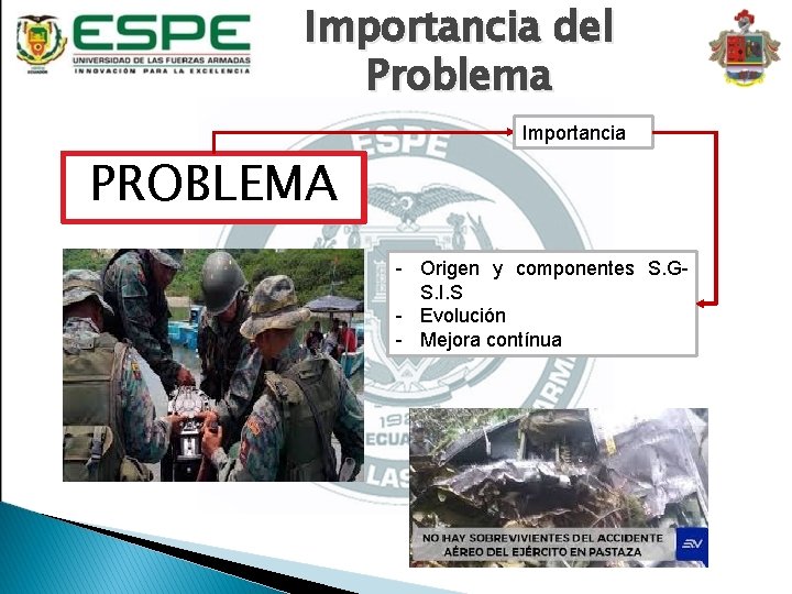 Importancia del Problema Importancia PROBLEMA - Origen y componentes S. GS. I. S -