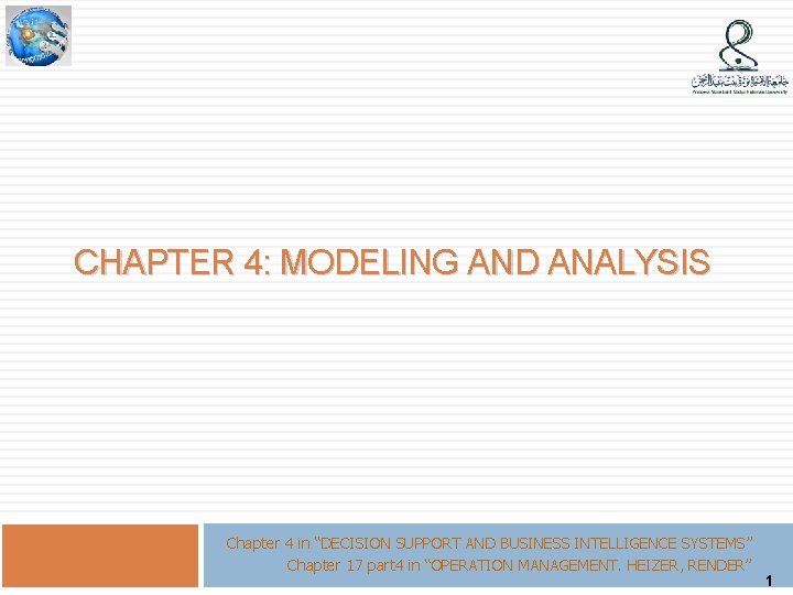 CHAPTER 4 MODELING AND ANALYSIS Chapter 4 in