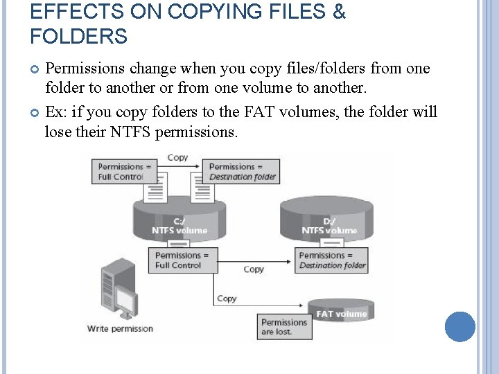 EFFECTS ON COPYING FILES & FOLDERS Permissions change when you copy files/folders from one