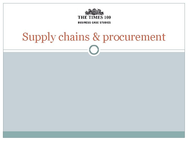 Supply chains & procurement 