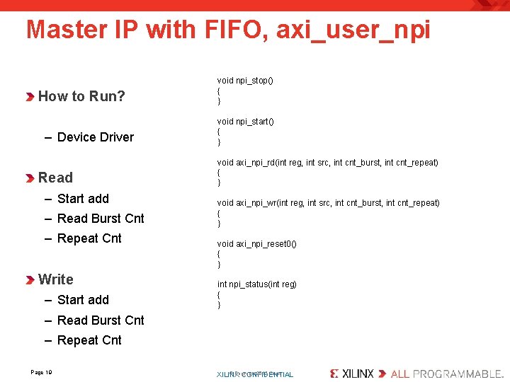 Master IP with FIFO, axi_user_npi How to Run? – Device Driver Read – Start