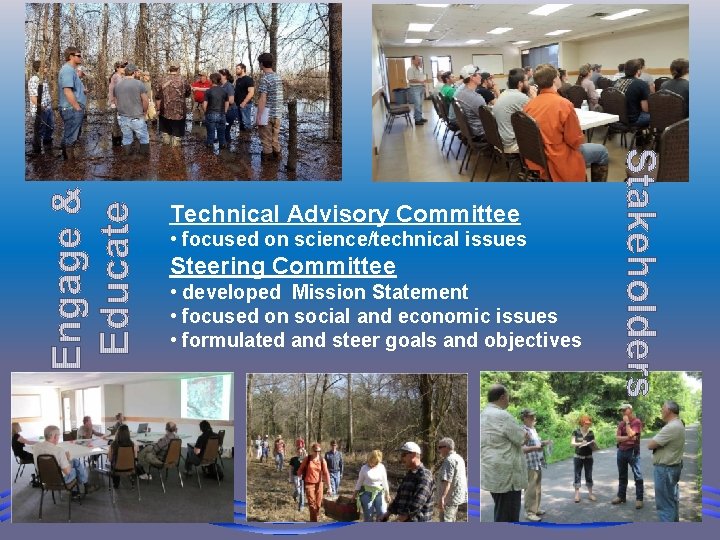 Technical Advisory Committee • focused on science/technical issues Steering Committee • developed Mission Statement