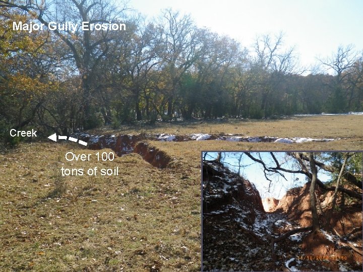 Major Gully Erosion Creek Over 100 tons of soil 