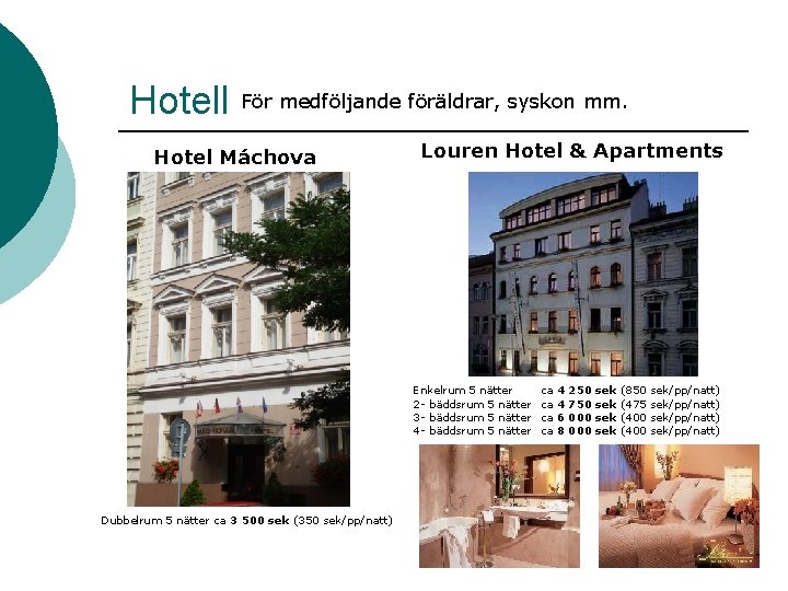 Hotell För medföljande föräldrar, syskon mm. Hotel Máchova Louren Hotel & Apartments Enkelrum 5