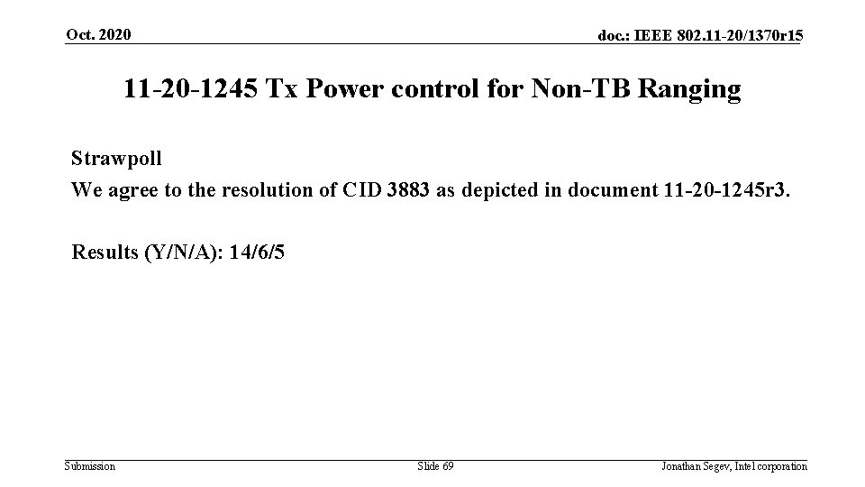 Oct. 2020 doc. : IEEE 802. 11 -20/1370 r 15 11 -20 -1245 Tx