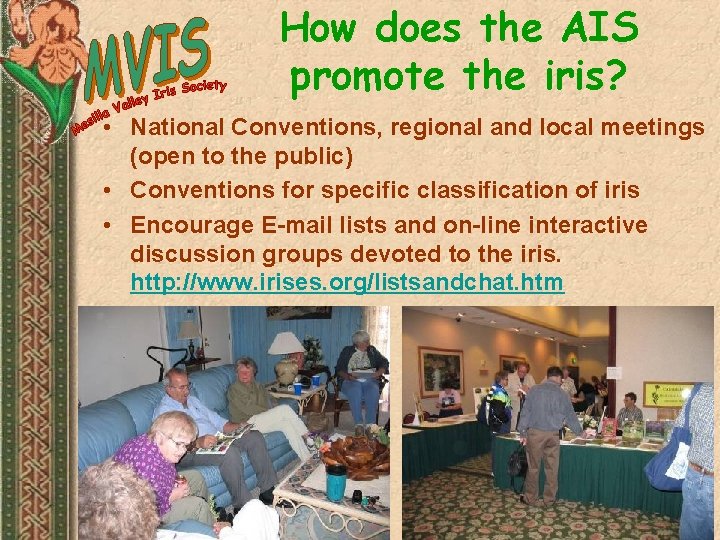 How does the AIS promote the iris? • National Conventions, regional and local meetings