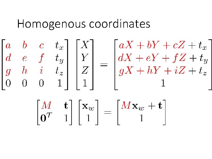 Homogenous coordinates 