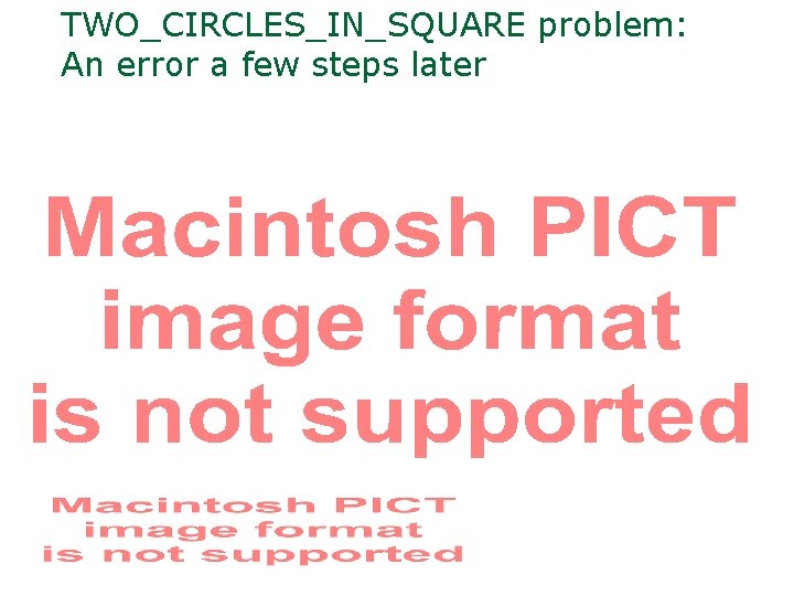 TWO_CIRCLES_IN_SQUARE problem: An error a few steps later 