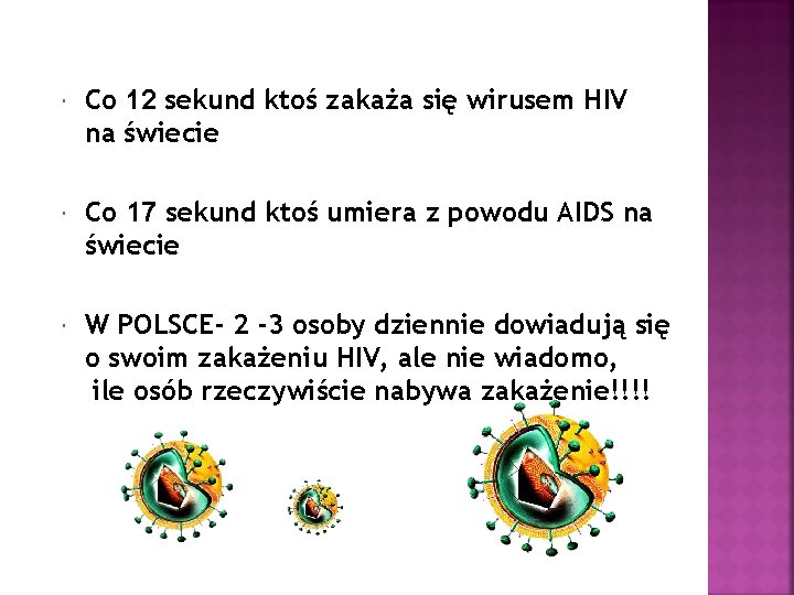 Co 12 sekund ktoś zakaża się wirusem HIV na świecie Co 17 sekund