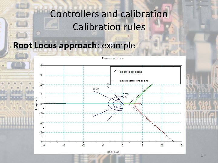 Controllers and calibration Calibration rules Root Locus approach: example 14 