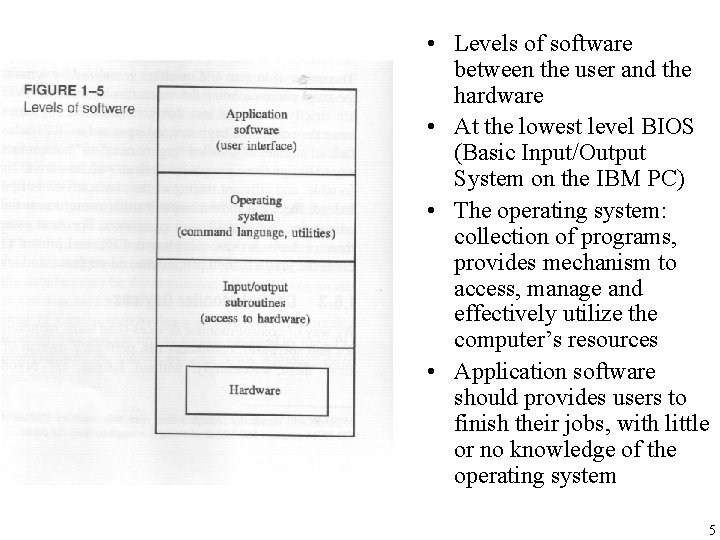  • Levels of software between the user and the hardware • At the