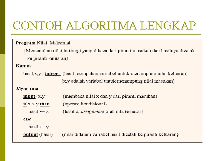 CONTOH ALGORITMA LENGKAP 