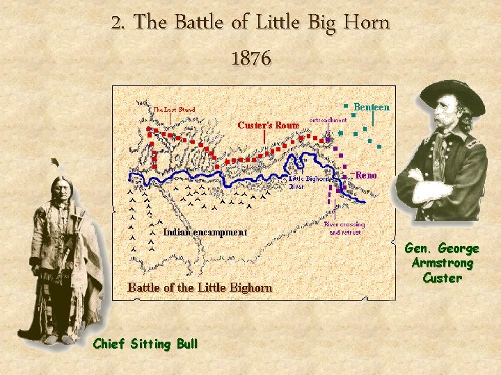2. The Battle of Little Big Horn 1876 Gen. George Armstrong Custer Chief Sitting