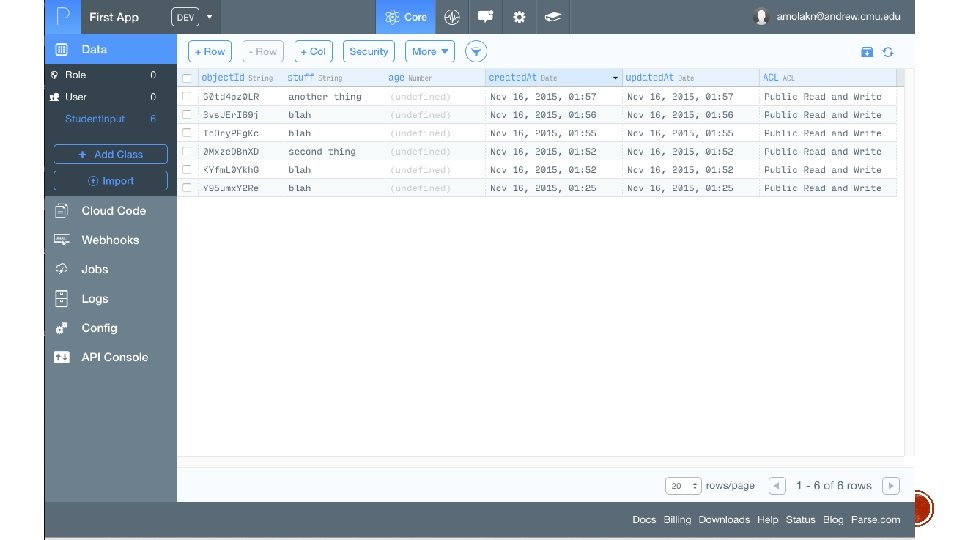 § Go to Parse. com and login/signup § Click “Create a new App” §