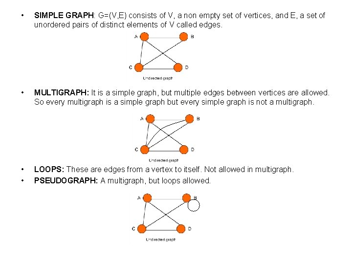  • SIMPLE GRAPH: G=(V, E) consists of V, a non empty set of