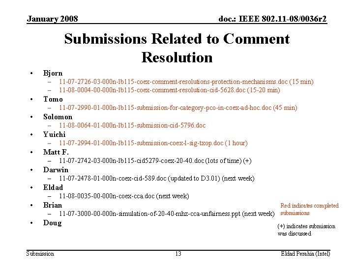January 2008 doc. : IEEE 802. 11 -08/0036 r 2 Submissions Related to Comment