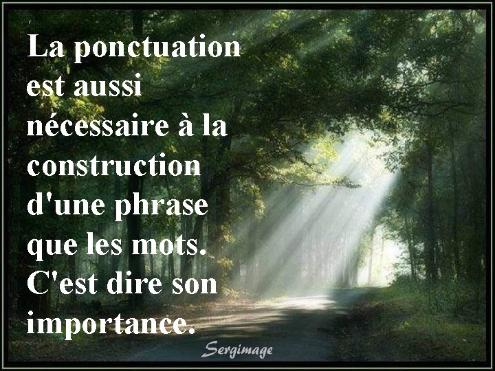 La ponctuation est aussi nécessaire à la construction d'une phrase que les mots. C'est