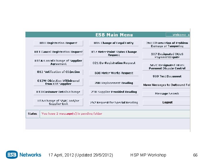 17 April, 2012 (Updated 29/5/2012) HSP MP Workshop 66 