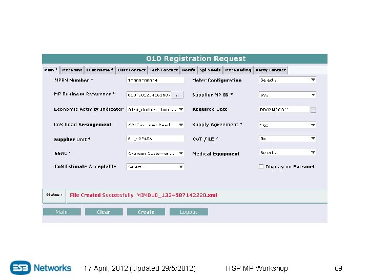 17 April, 2012 (Updated 29/5/2012) HSP MP Workshop 69 