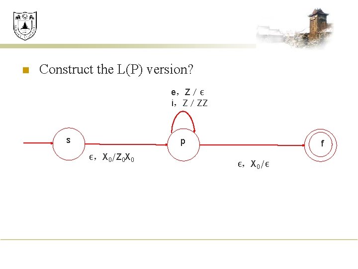 n Construct the L(P) version? e，Z／ε i，Z／ZZ s p ε，X 0/Z 0 X 0