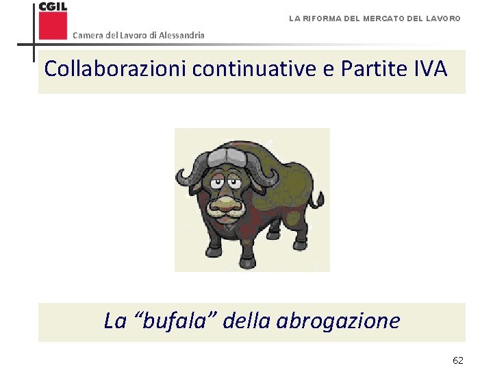 LA RIFORMA DEL MERCATO DEL LAVORO Camera del Lavoro di Alessandria Collaborazioni continuative e