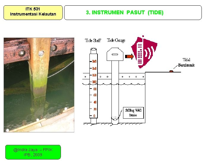 ITK 531 Instrumentasi Kelautan @Indra Jaya – FPIK IPB, 2009 3. INSTRUMEN PASUT (TIDE)