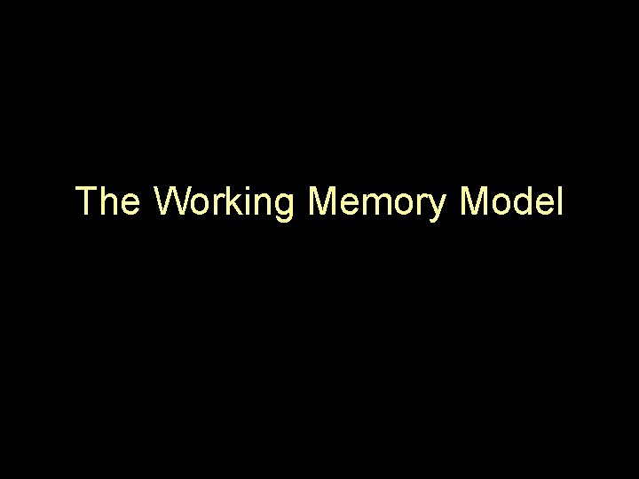The Working Memory Model 