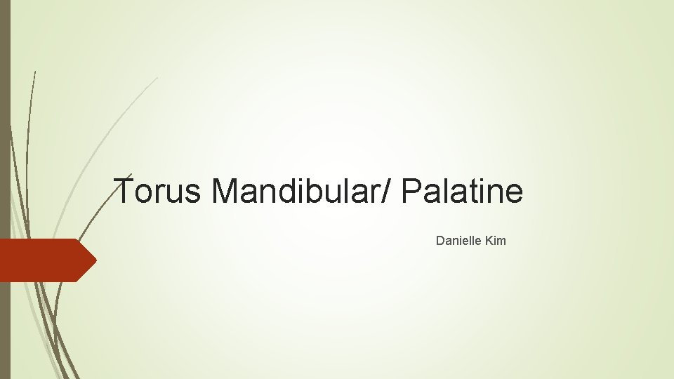 Torus Mandibular/ Palatine Danielle Kim 