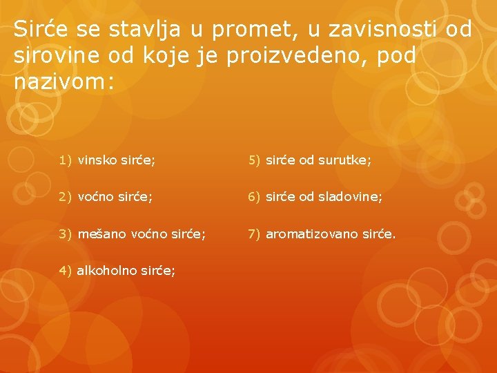 Sirće se stavlja u promet, u zavisnosti od sirovine od koje je proizvedeno, pod