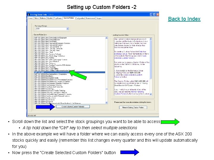 Setting up Custom Folders -2 Back to Index • Scroll down the list and