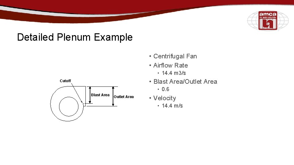 Detailed Plenum Example • Centrifugal Fan • Airflow Rate • 14. 4 m 3/s