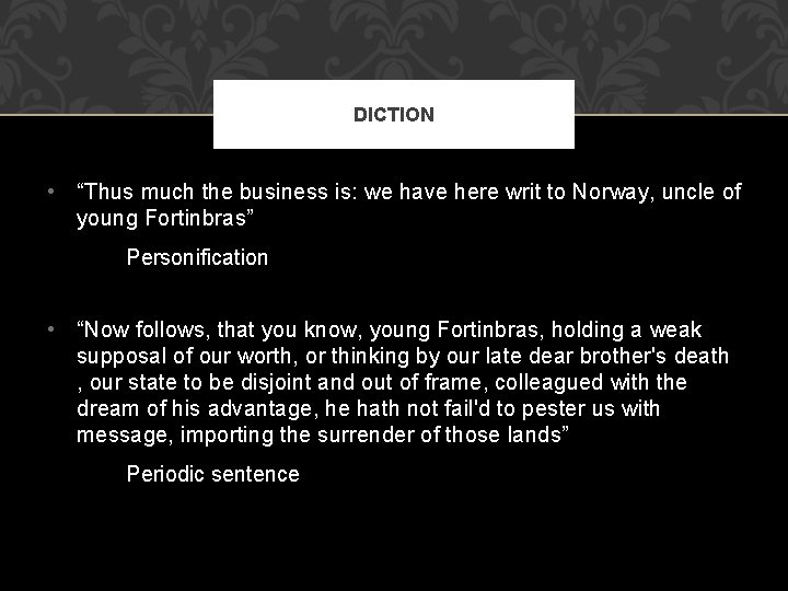 DICTION • “Thus much the business is: we have here writ to Norway, uncle