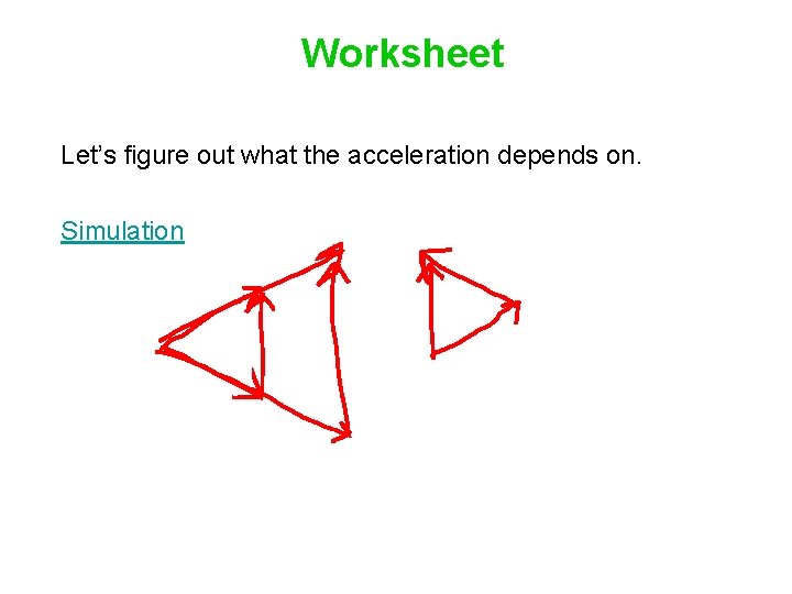 Worksheet Let’s figure out what the acceleration depends on. Simulation 