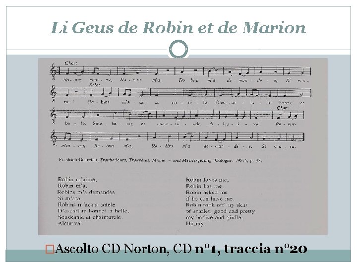 Li Geus de Robin et de Marion �Ascolto CD Norton, CD n° 1, traccia