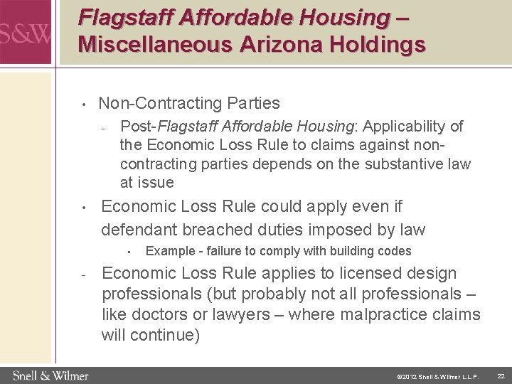 Flagstaff Affordable Housing – Miscellaneous Arizona Holdings • Non-Contracting Parties - • Post-Flagstaff Affordable