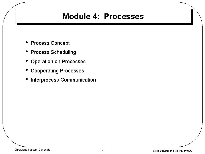 Module 4: Processes • • • Process Concept Process Scheduling Operation on Processes Cooperating