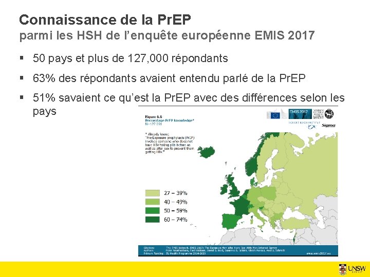 Connaissance de la Pr. EP parmi les HSH de l’enquête européenne EMIS 2017 §
