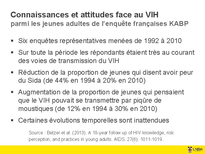 Connaissances et attitudes face au VIH parmi les jeunes adultes de l’enquête françaises KABP