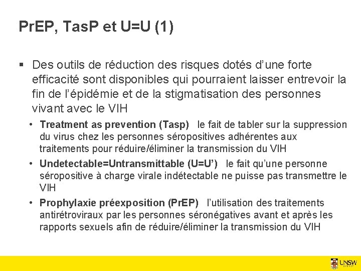 Pr. EP, Tas. P et U=U (1) § Des outils de réduction des risques