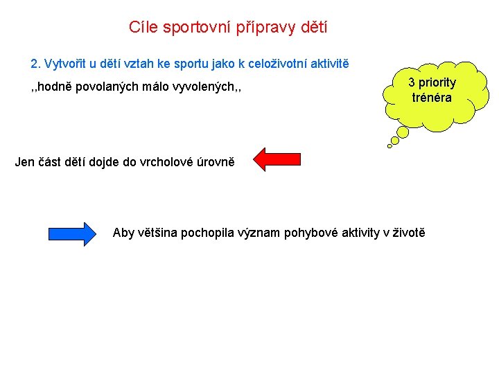 Cíle sportovní přípravy dětí 2. Vytvořit u dětí vztah ke sportu jako k celoživotní