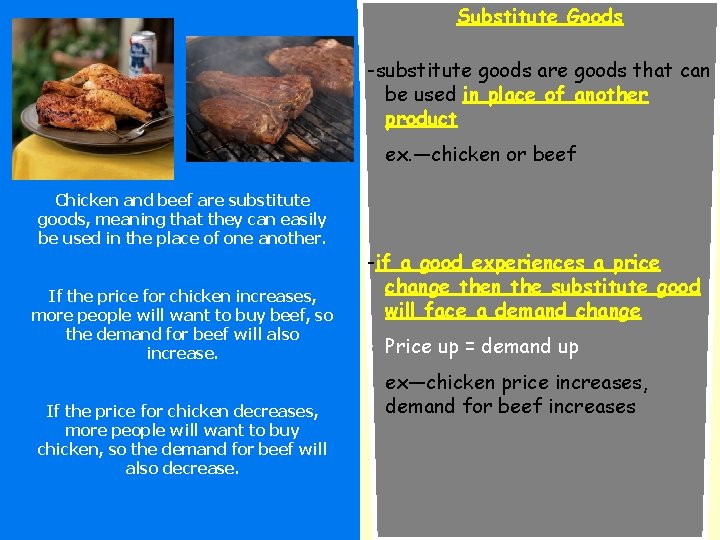 Substitute Goods -substitute goods are goods that can be used in place of another