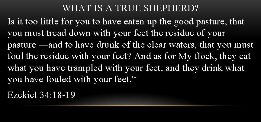 WHAT IS A TRUE SHEPHERD? Is it too little for you to have eaten