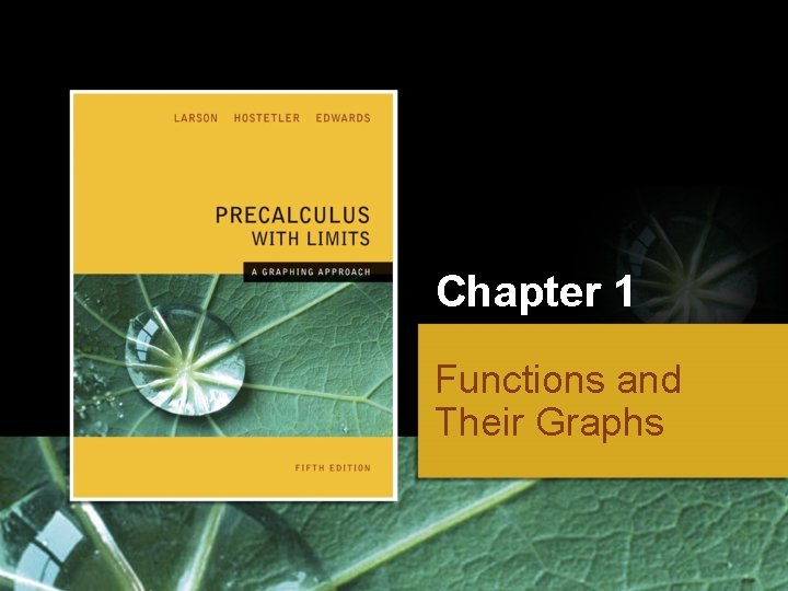 Chapter 1 Functions and Their Graphs 