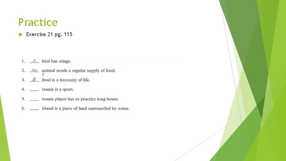 Practice Exercise 21 pg. 115 