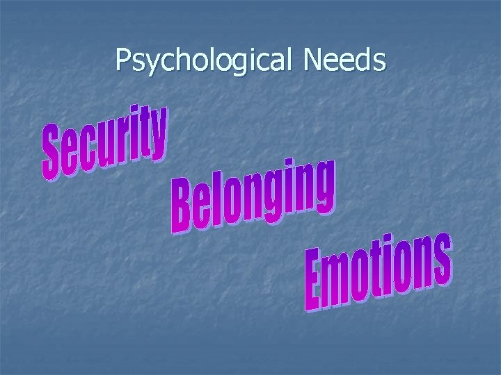 Psychological Needs 