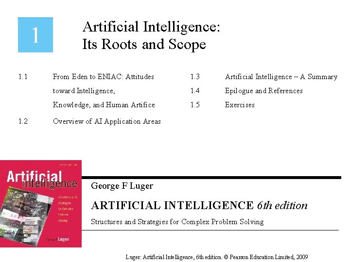 Artificial Intelligence: Its Roots and Scope 1. 1 1. 2 From Eden to ENIAC:
