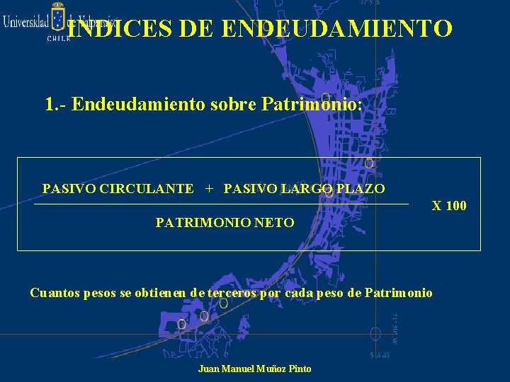 INDICES DE ENDEUDAMIENTO 1. - Endeudamiento sobre Patrimonio: PASIVO CIRCULANTE + PASIVO LARGO PLAZO