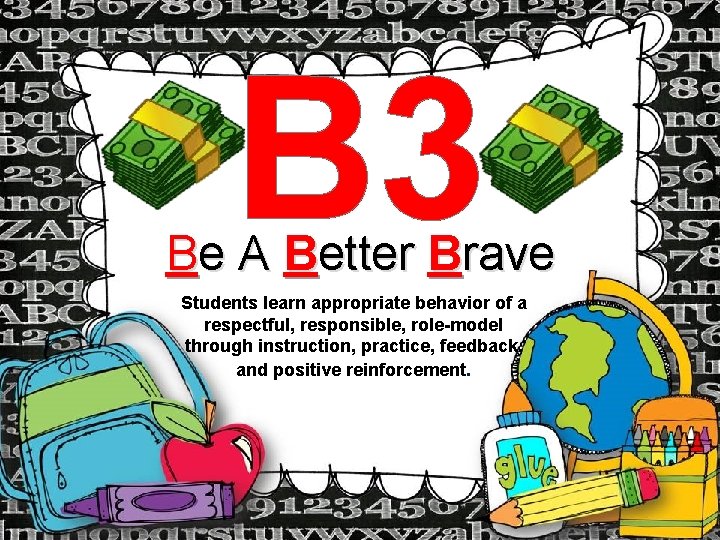 B 3 Be A Better Brave Students learn appropriate behavior of a respectful, responsible,